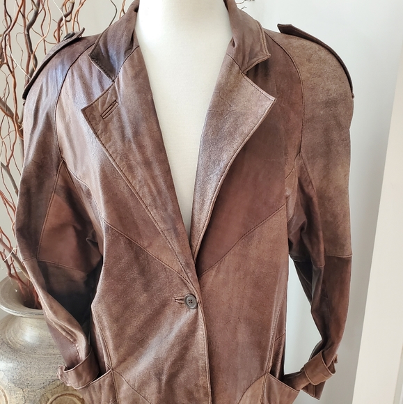 Amazing Leather Trench Coat/Duster Split End LTD sz M $580 - Picture 2 of 10